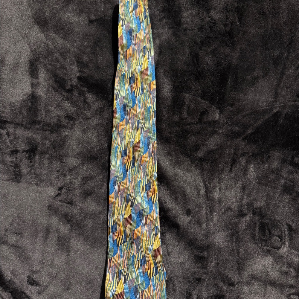 Vintage Missoni Cravatte silk Vibrant Wave Pattern men’s Tie Italy handmade